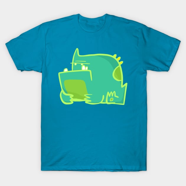 Mint and Turquoise Dinosaur: Vibrant Art Print T-Shirt by Arteus 